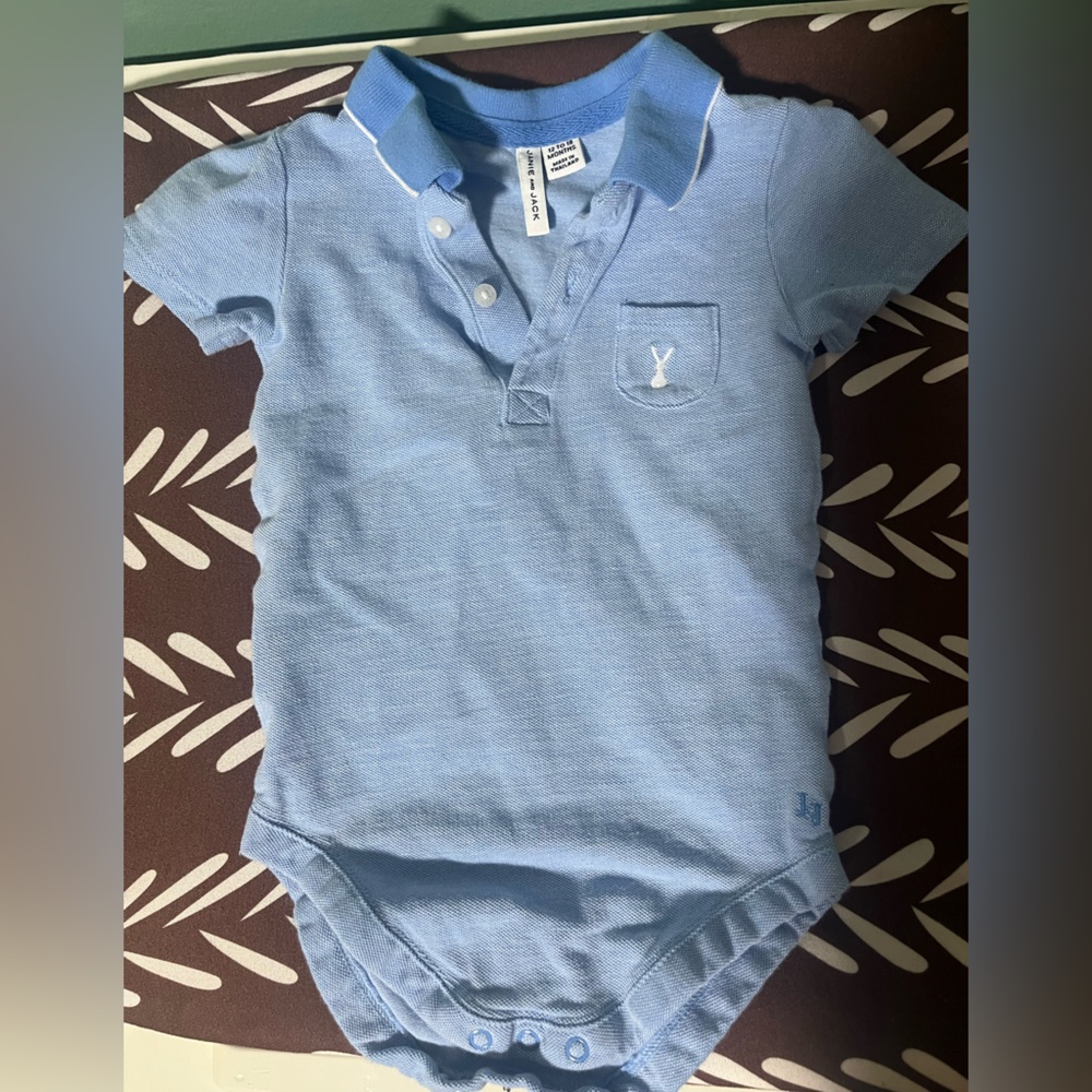 Janie and Jack Light Blue Polo Bodysuit